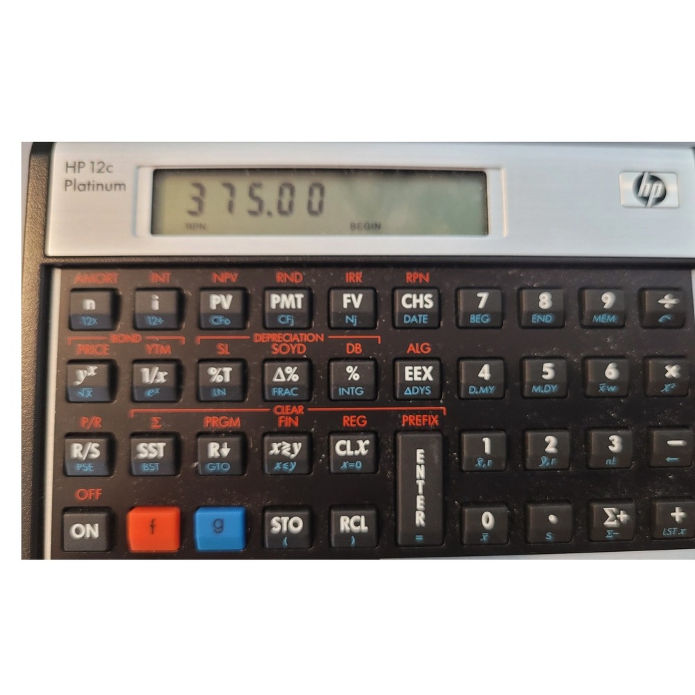HP‎ 12c Platinum Financial Calculator Black Silver RMN HSTNJ-KN11 RPN ALG